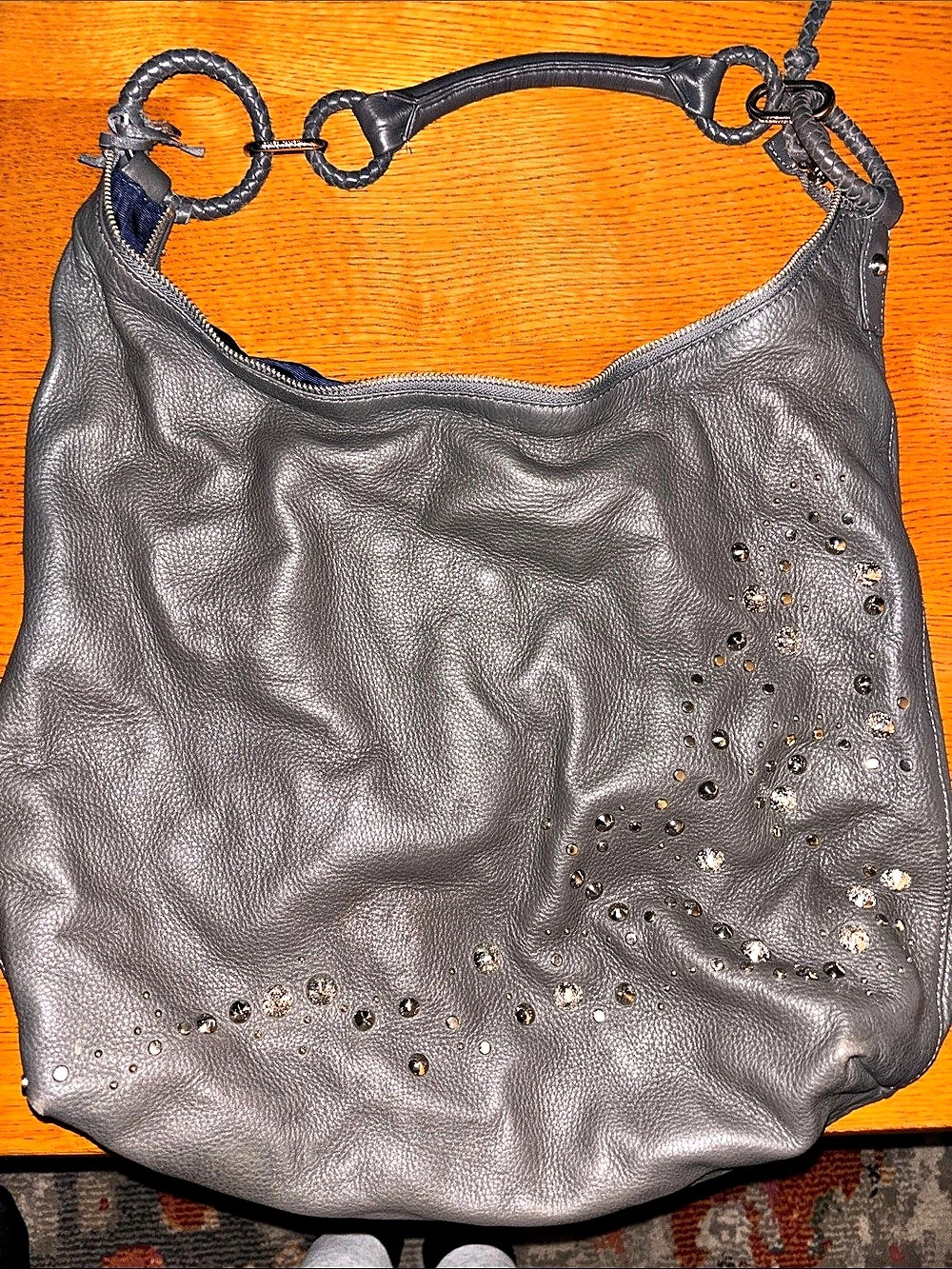 Charles David Slouchy Studded Hobo Bag in Gray